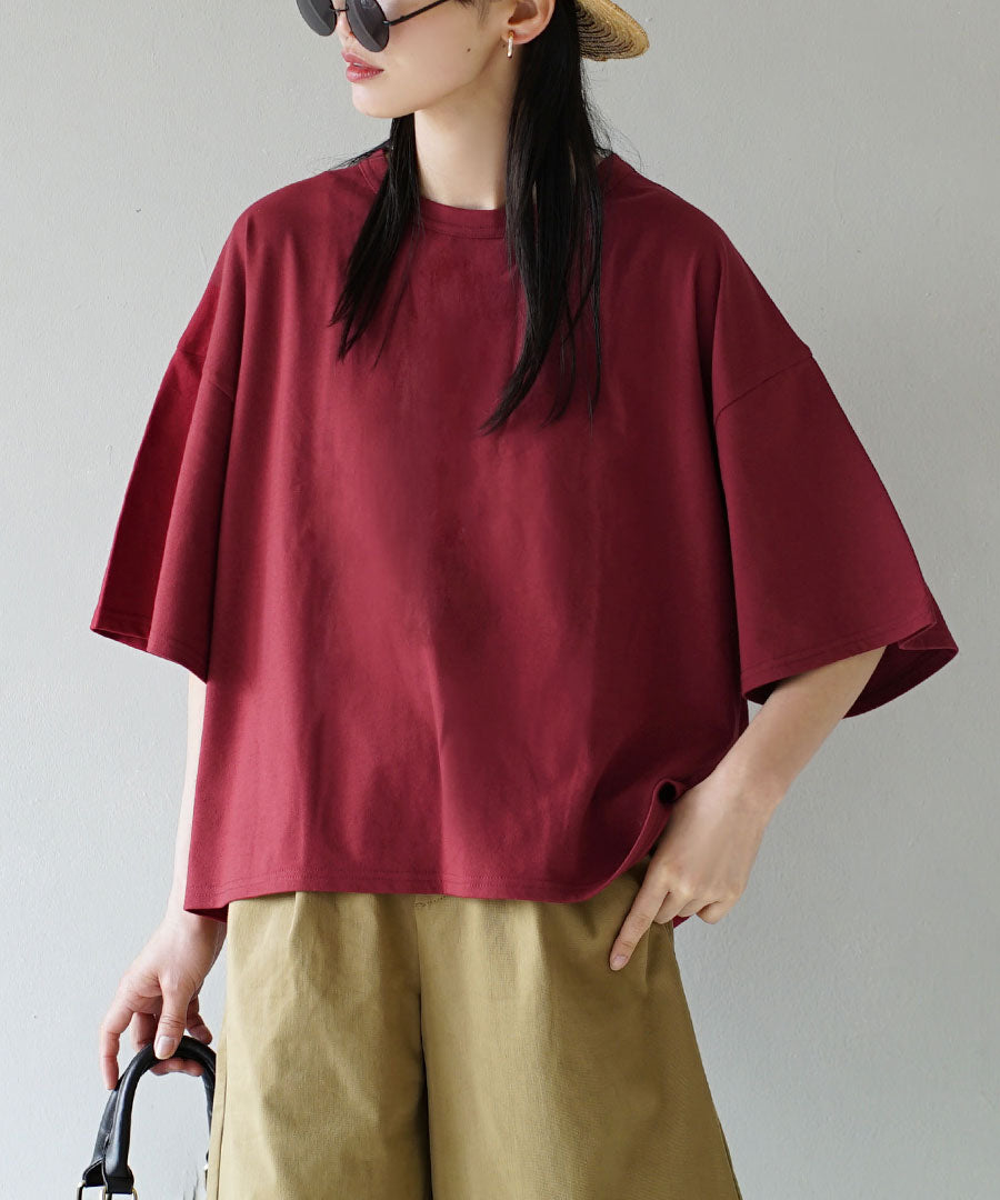 ゆったりワイド ショート丈Tシャツ