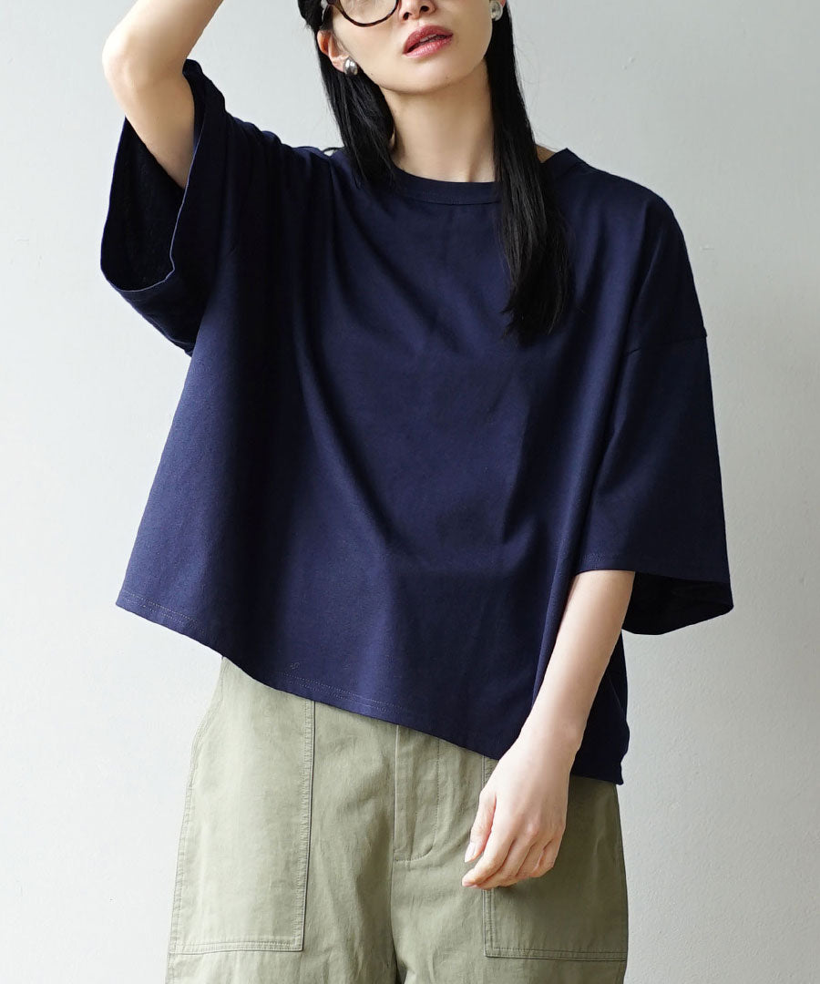 ゆったりワイド ショート丈Tシャツ