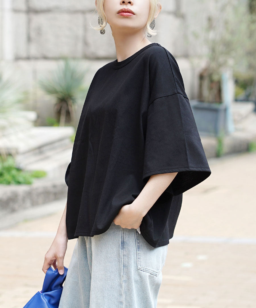 ゆったりワイド ショート丈Tシャツ