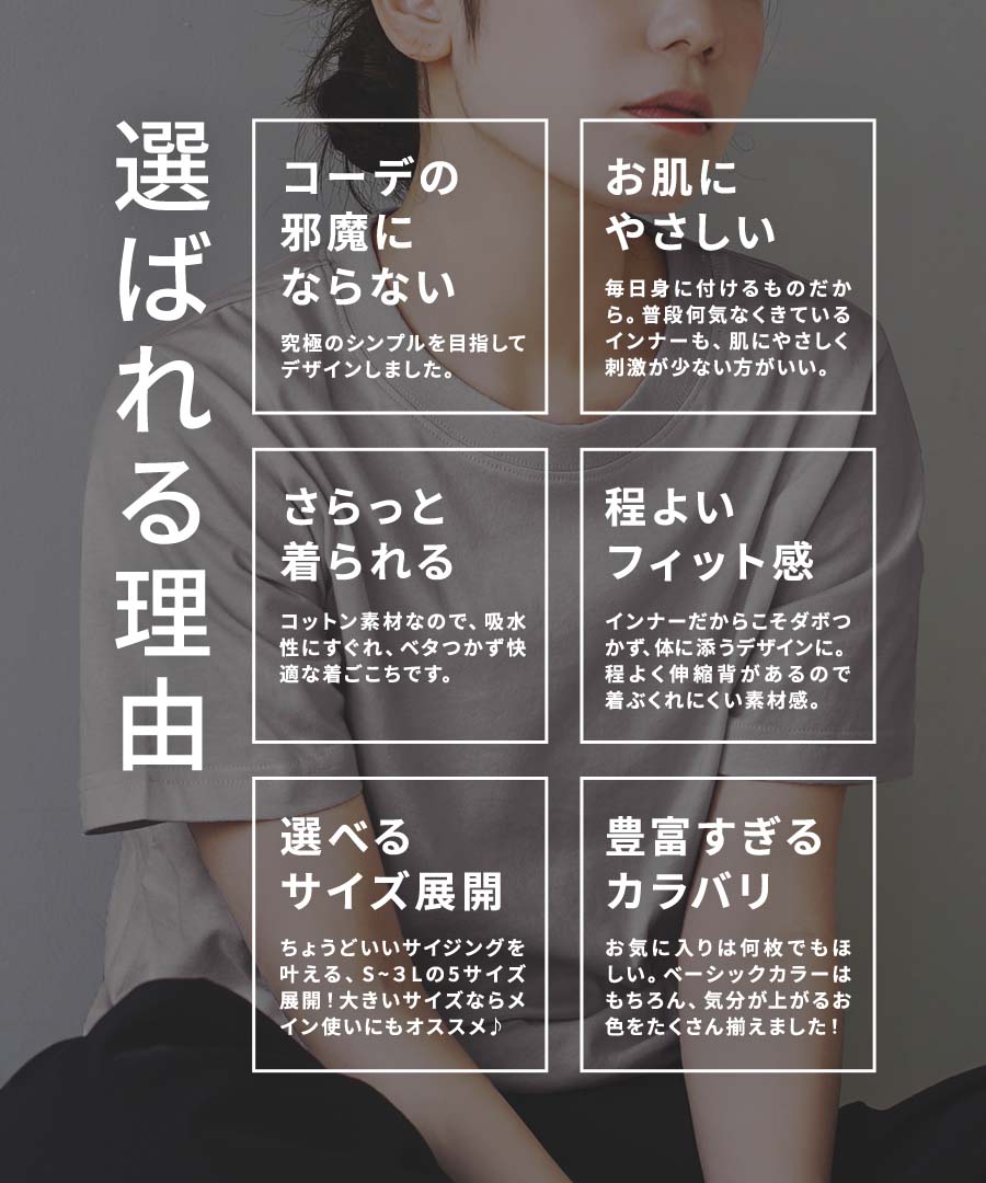 コットン100％ ベーシックTシャツ