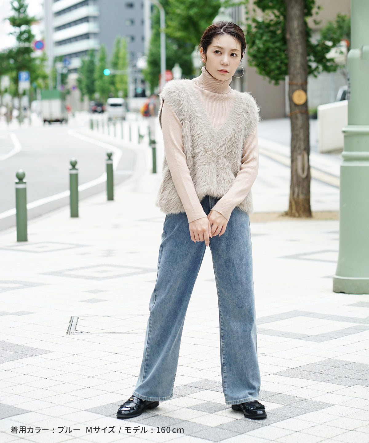 こっそりウエストゴム 裏起毛ストレッチデニムパンツ［ストレート］