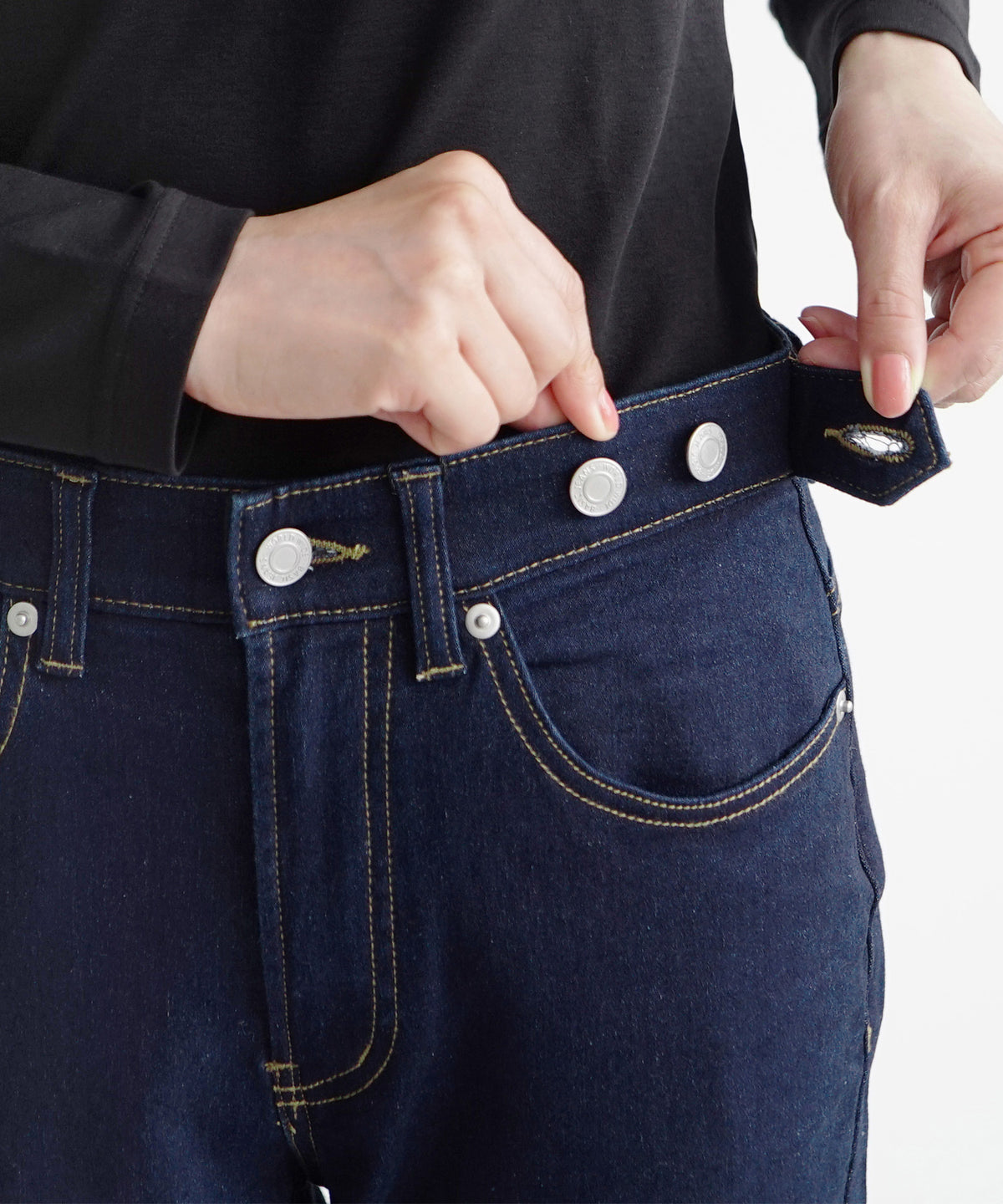 こっそりウエストゴム 裏起毛ストレッチデニムパンツ［スキニー］