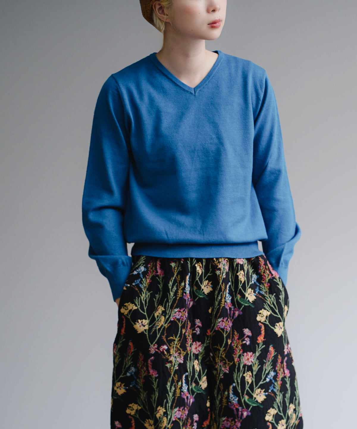 バード＆ボタニカル柄 ゴブランジャガード カーブパンツ