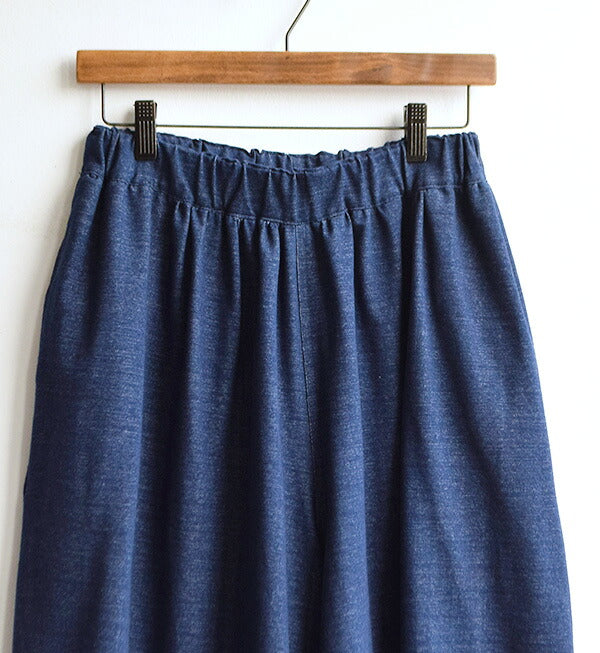 色落ちしにくい カットソーデニム ワイドパンツ