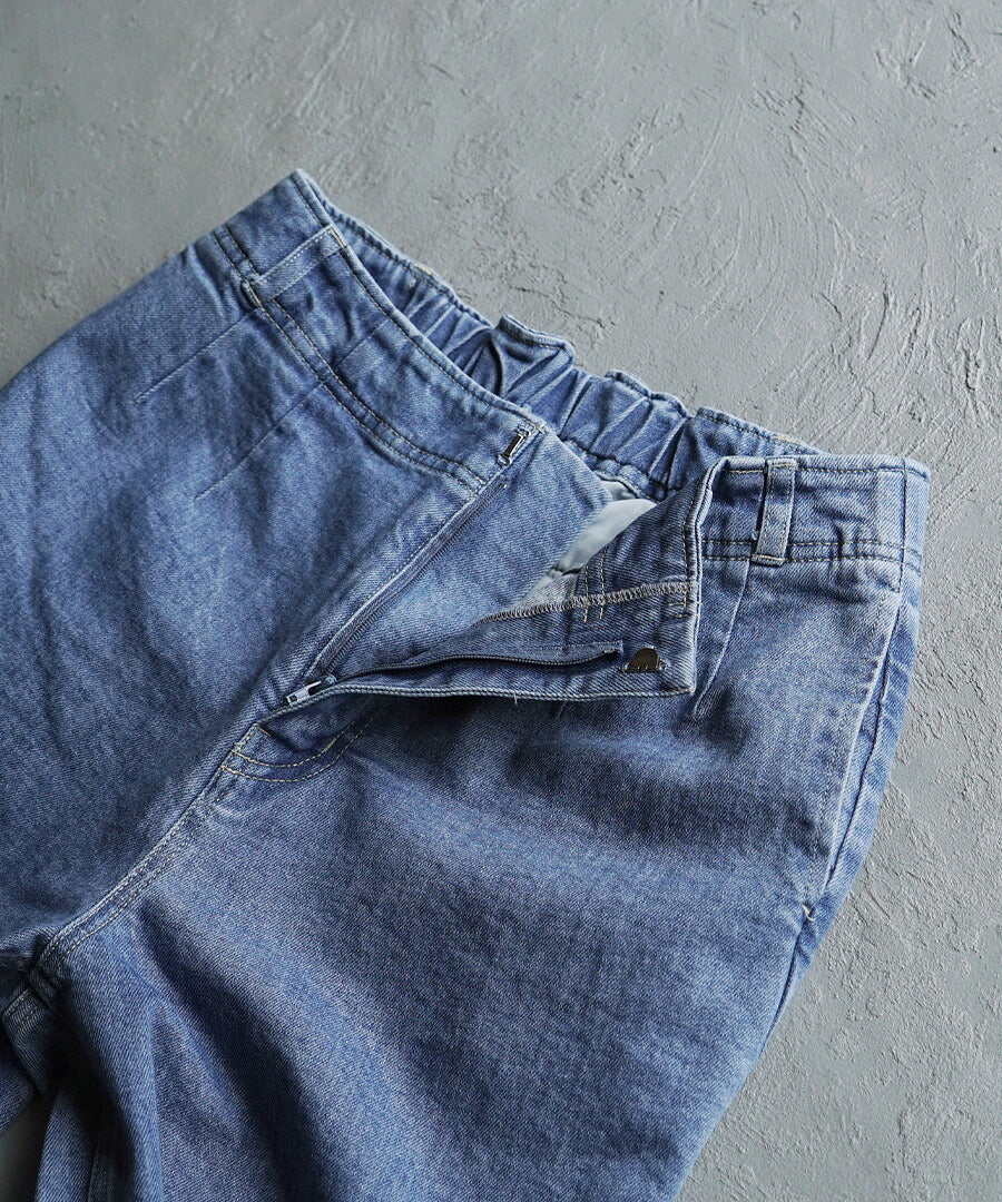 ストレッチ タックストレートパンツ