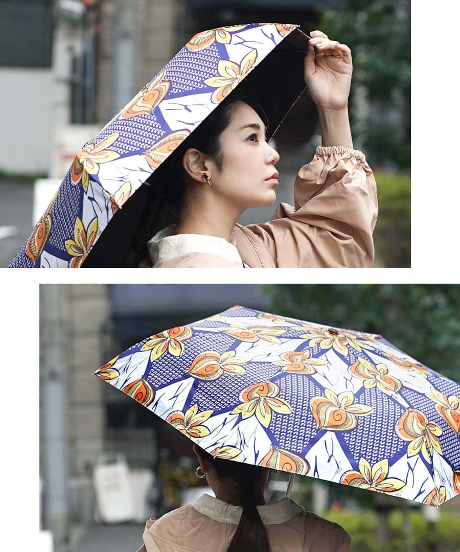 雨天兼用 アフリカンプリント 折り畳み傘
