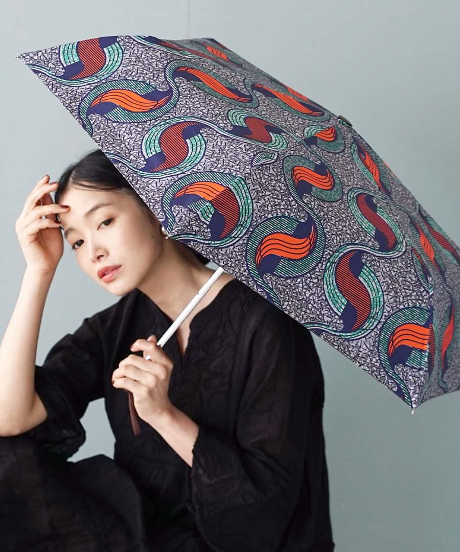 雨天兼用 アフリカンプリント 折り畳み傘