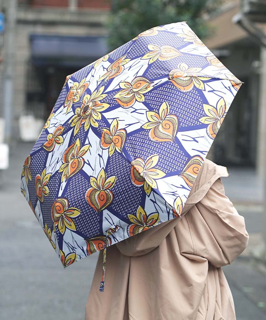 雨天兼用 アフリカンプリント 折り畳み傘