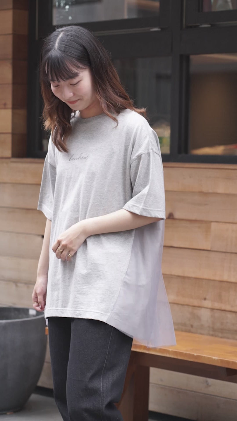 チュール切替 ロゴTシャツ